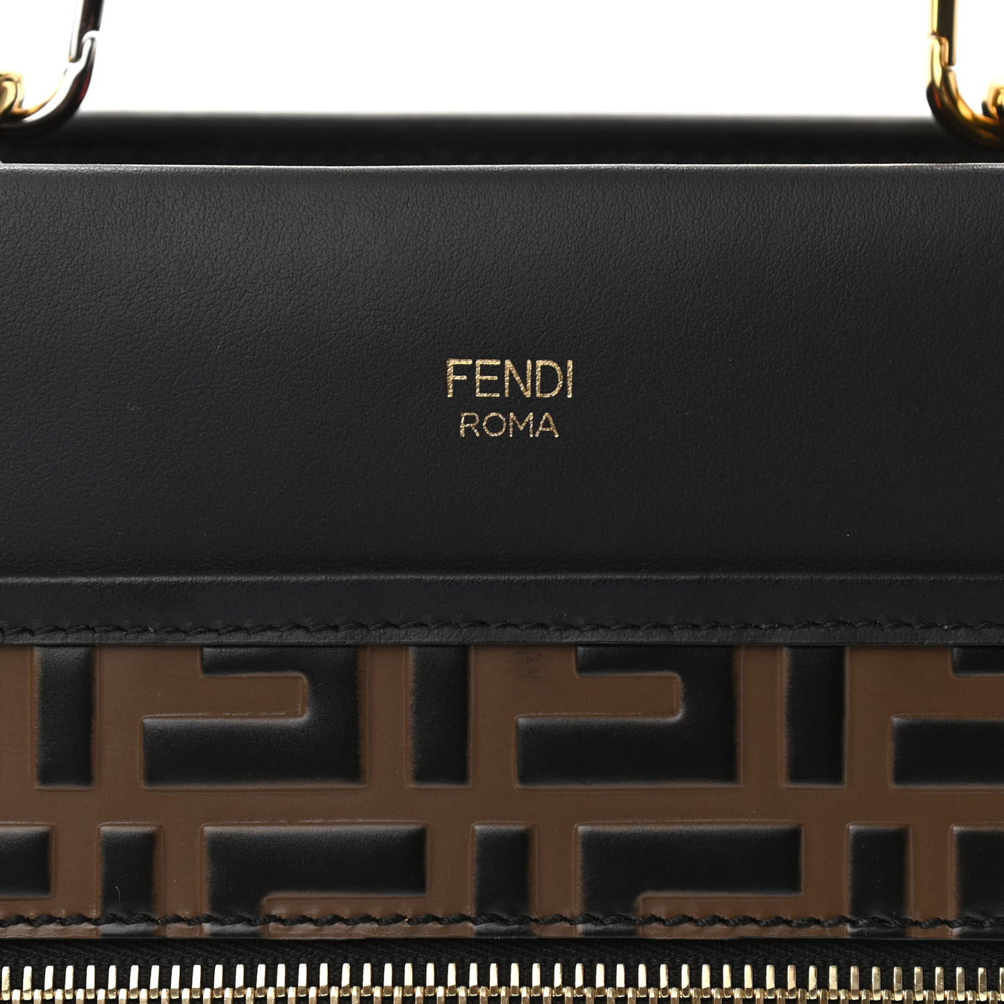Vitello Century F is Fendi FF 1974 Embossed Small Runaway Satchel Black Maya