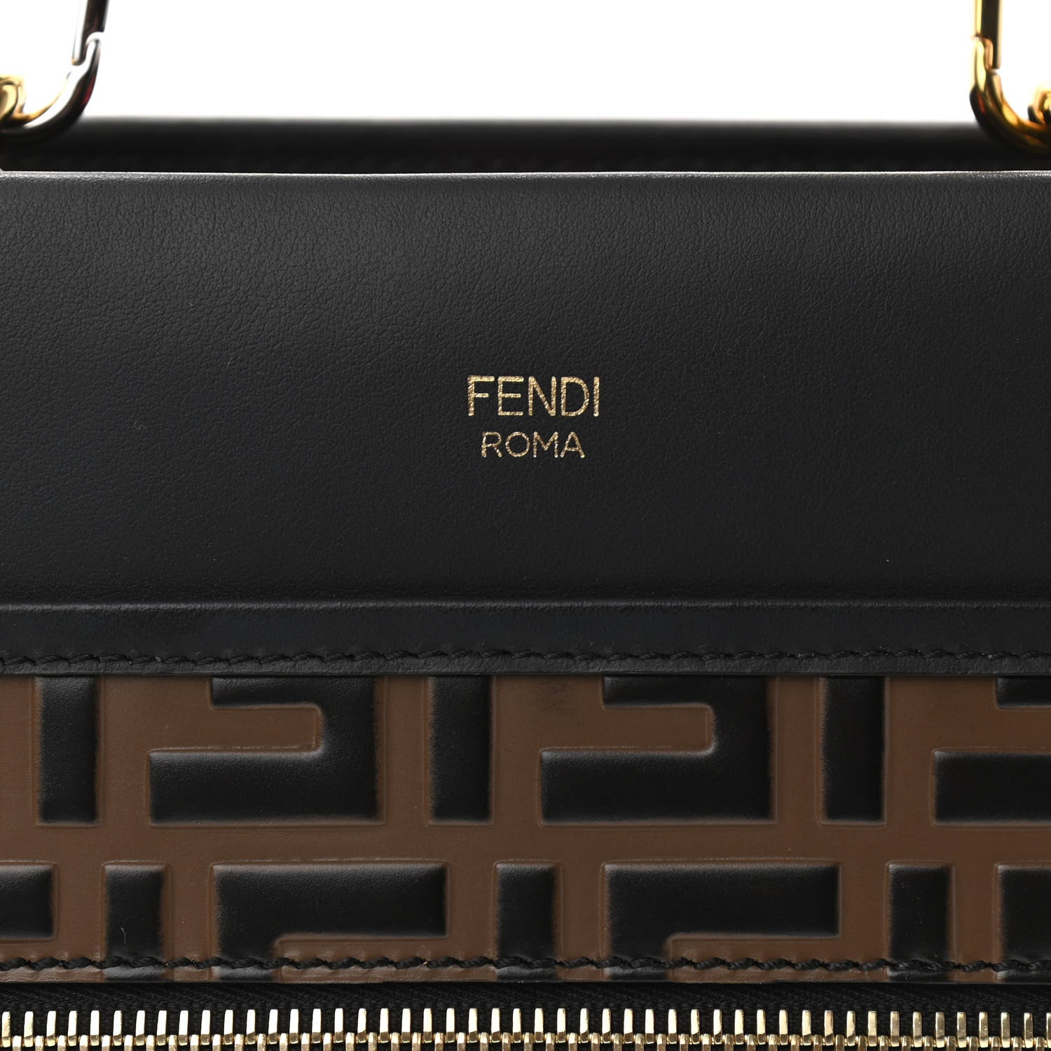 Fendi Vitello Century F is Fendi FF 1974 Embossed Small Runaway Satchel Black Maya 7 of 9