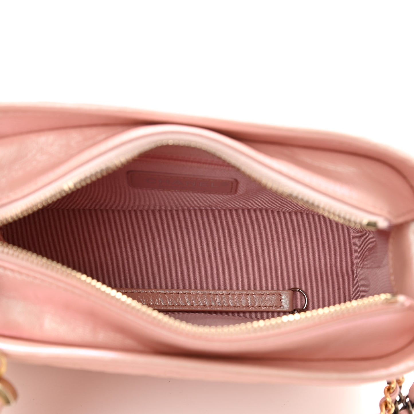 Iridescent Aged Calfskin Quilted Small Gabrielle Hobo Rose