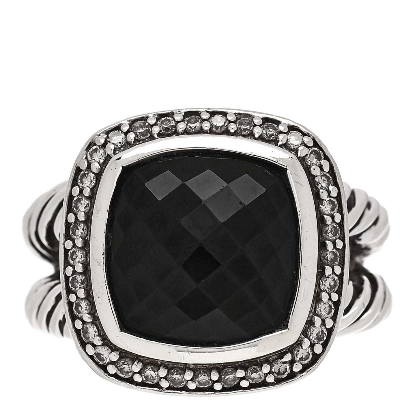 Sterling Silver Diamond Black Onyx 11mm Albion Statement Ring 51 5.75