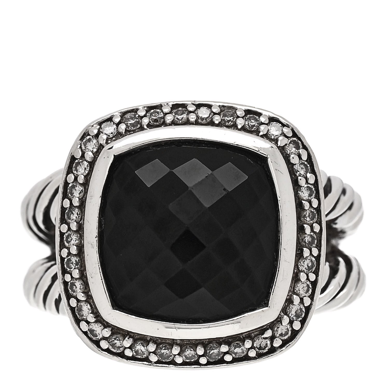 David Yurman Sterling Silver Diamond Black Onyx 11mm Albion Statement Ring 51 5.75 1 of 5