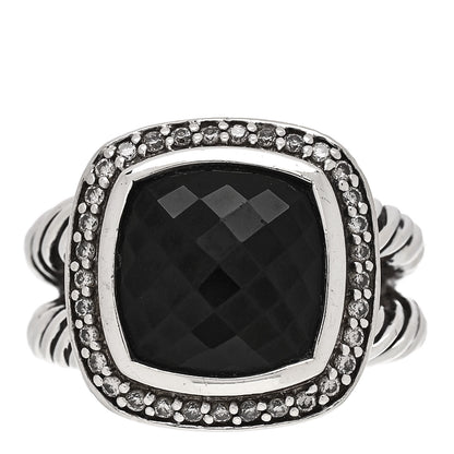 David Yurman Sterling Silver Diamond Black Onyx 11mm Albion Statement Ring 51 5.75 1 of 5