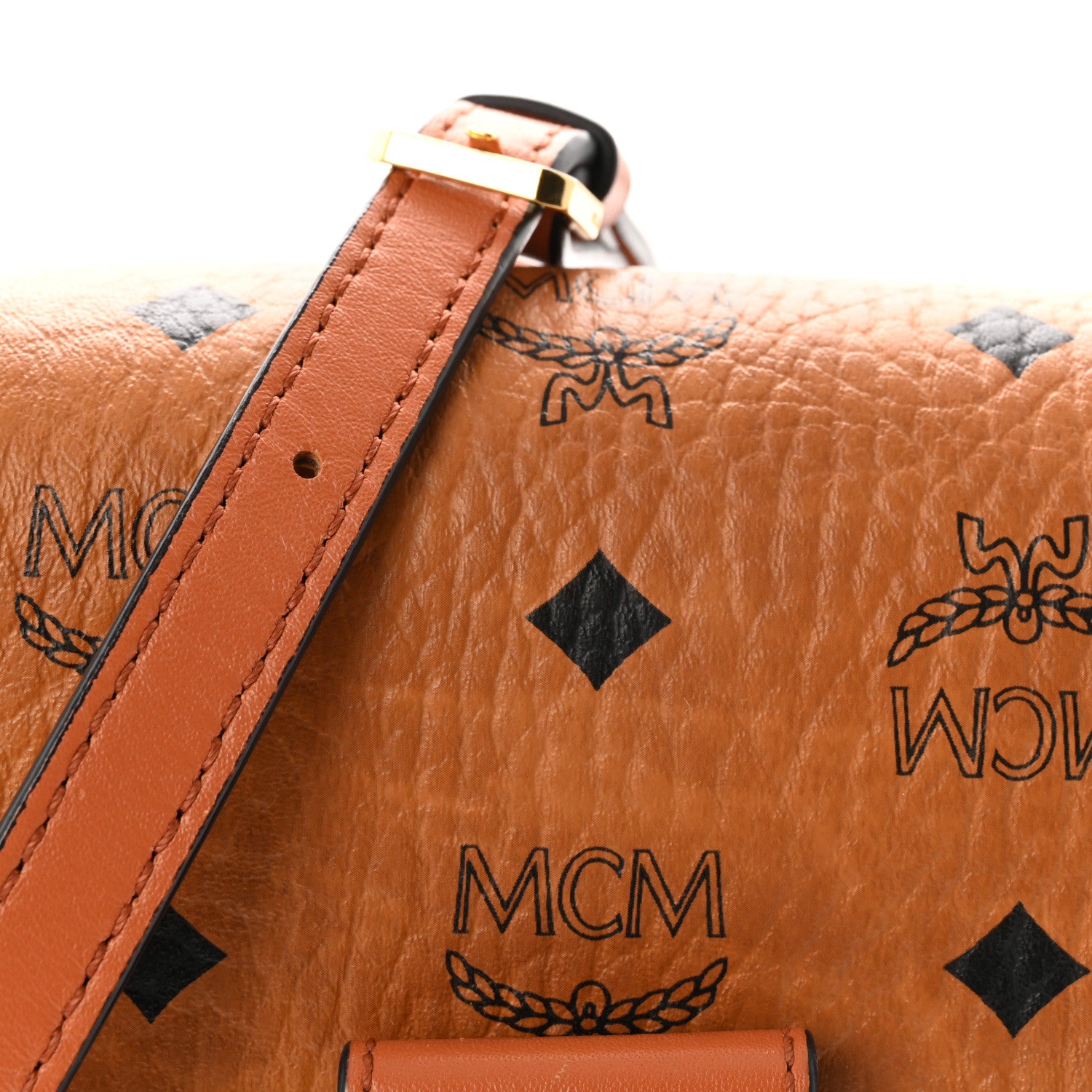 MCM Visetos Small Patricia Saddle Bag Cognac 7 of 9
