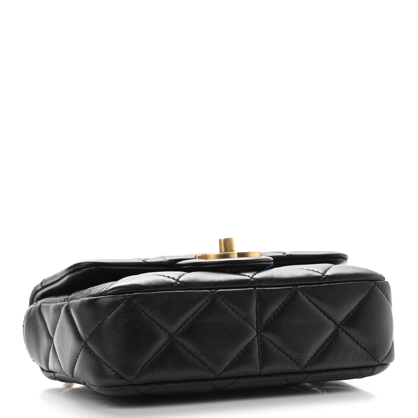 Lambskin Enamel Quilted Mini Pending CC Square Flap Black