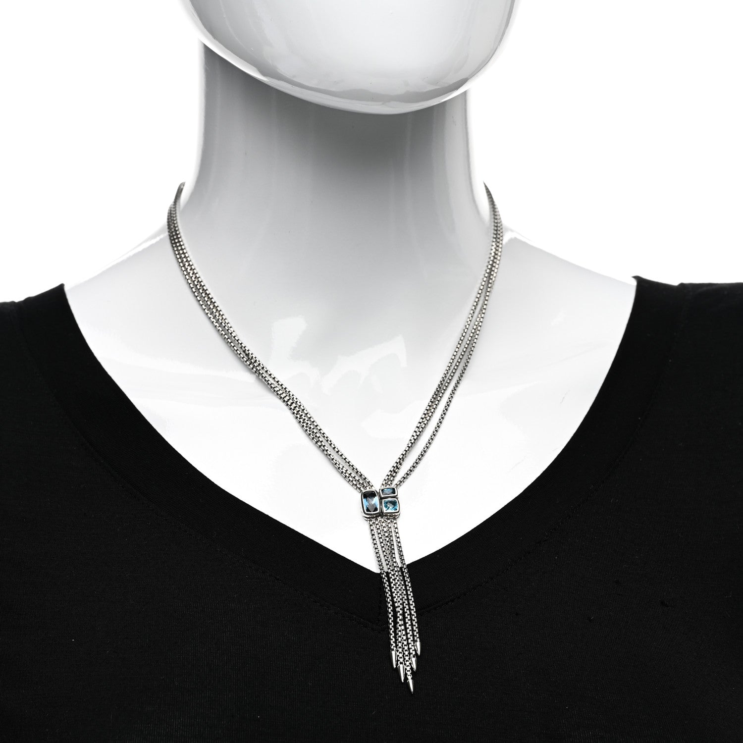 David Yurman Sterling Silver Blue Topaz Confetti Drop Necklace 2 of 4