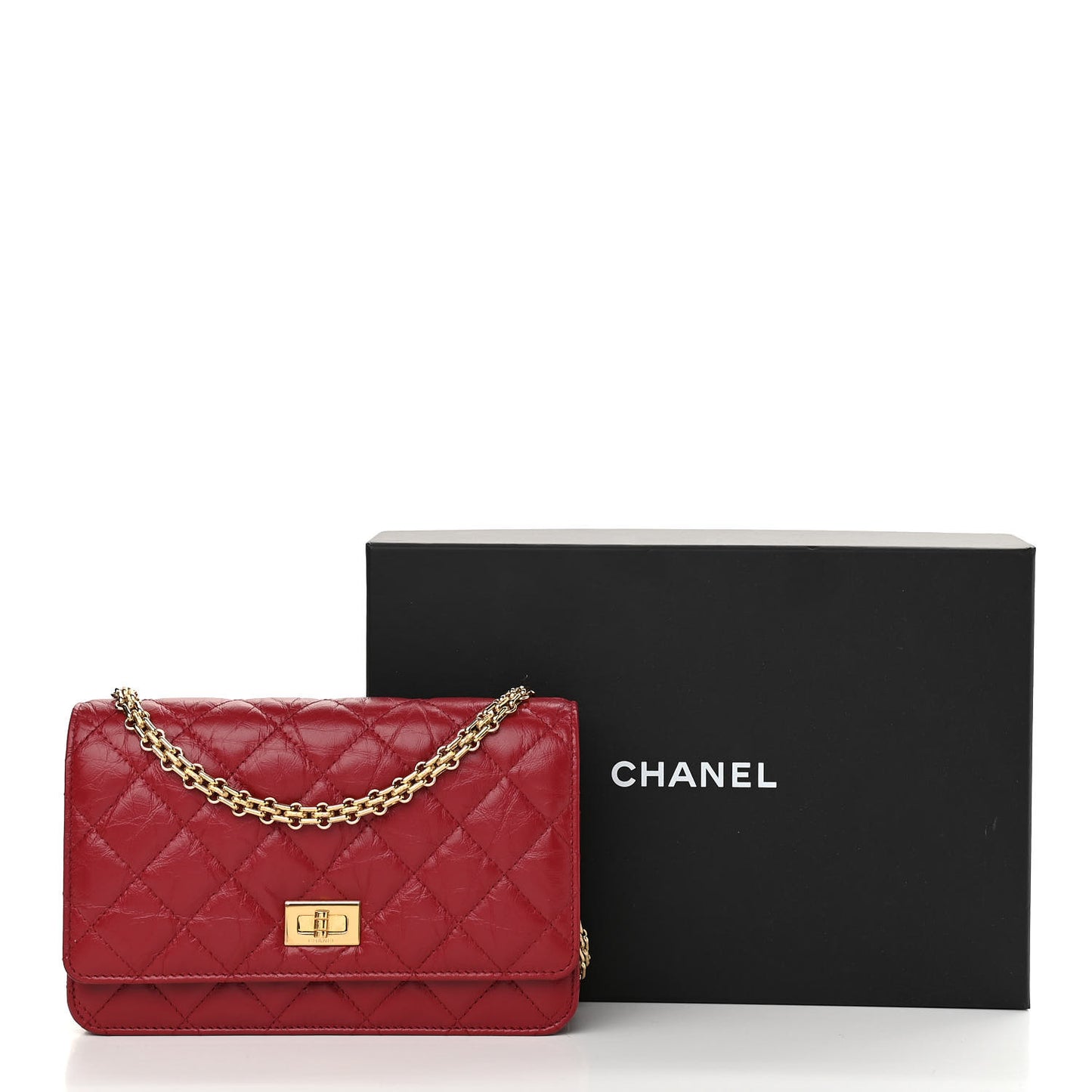 Aged Calfskin Quilted Reissue Wallet On Chain WOC Red