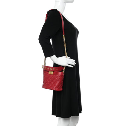 Chanel Calfskin Quilted Boy Bucket Bag Red 2 of 10