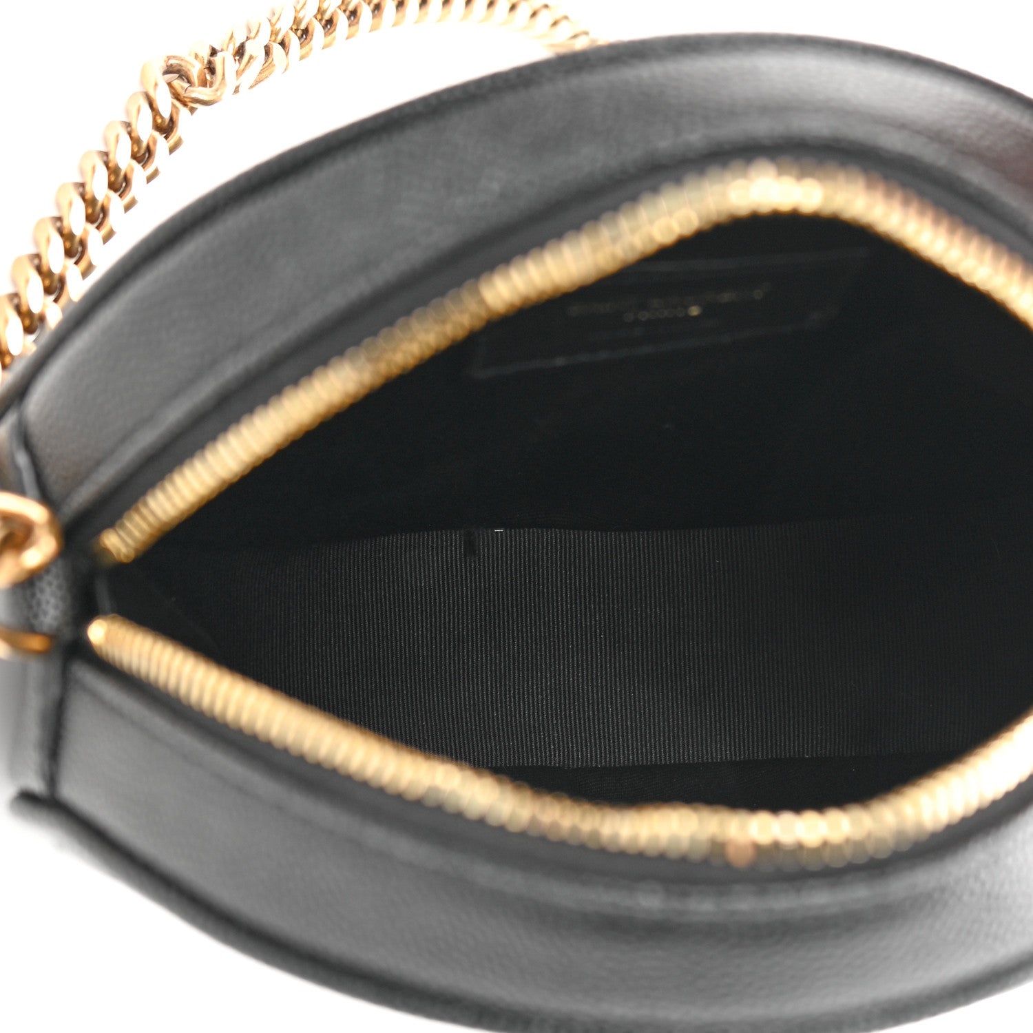 Saint Laurent Grain De Poudre Matelasse Chevron Quilted Round Vinyle Camera Bag Black 5 of 11