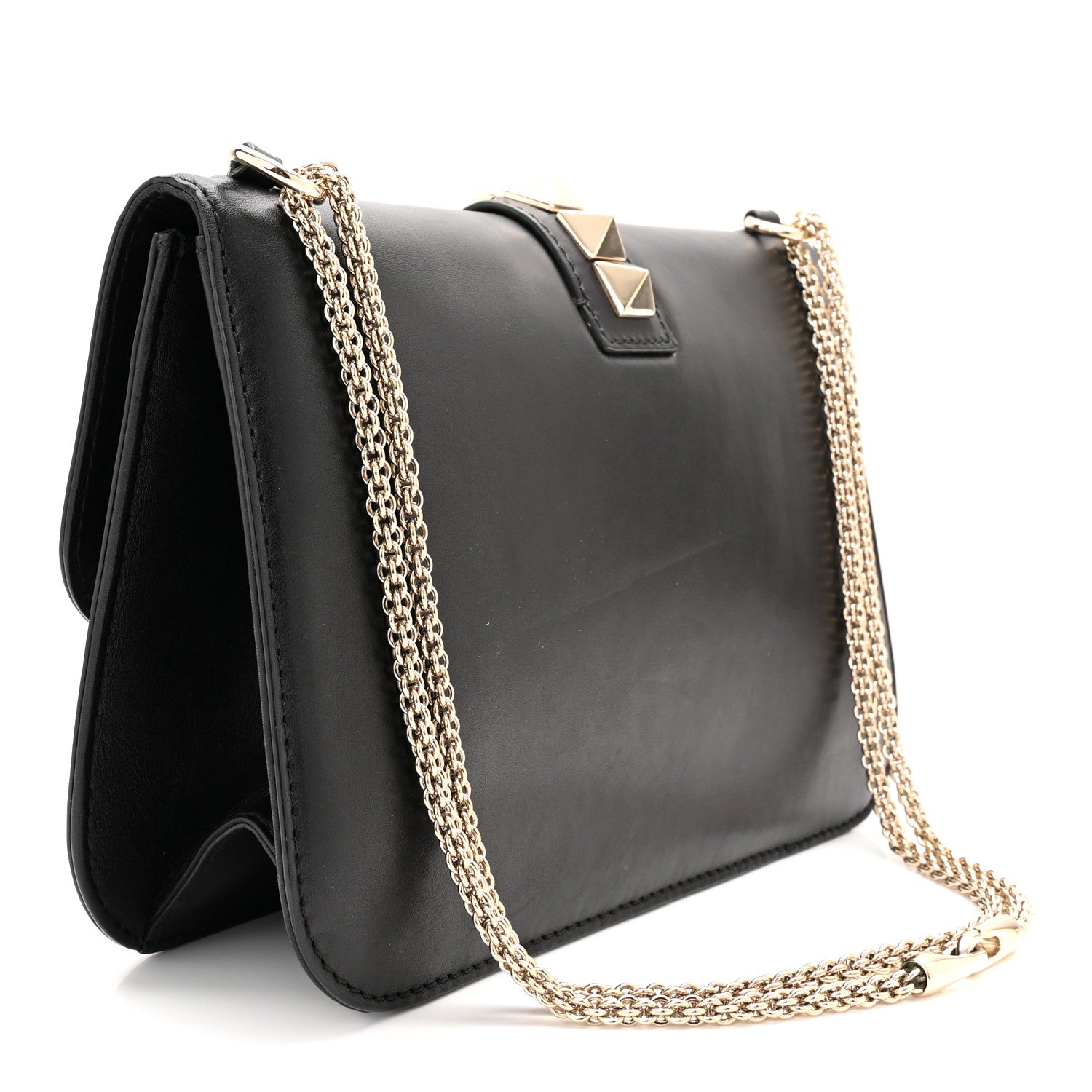 Valentino Garavani Vitello Large Glam Lock Rockstud Flap Black 2 of 9