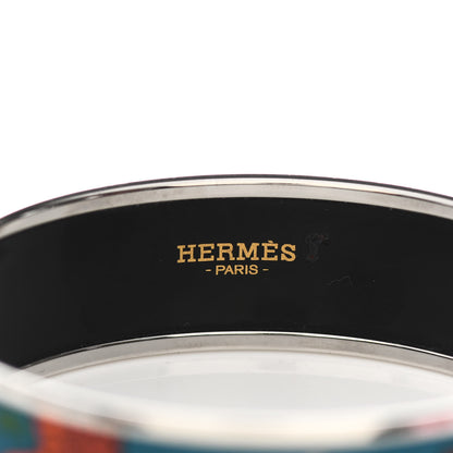 Hermes Enamel Printed Wide Les Leopards Bracelet 65 Folk 3 of 4