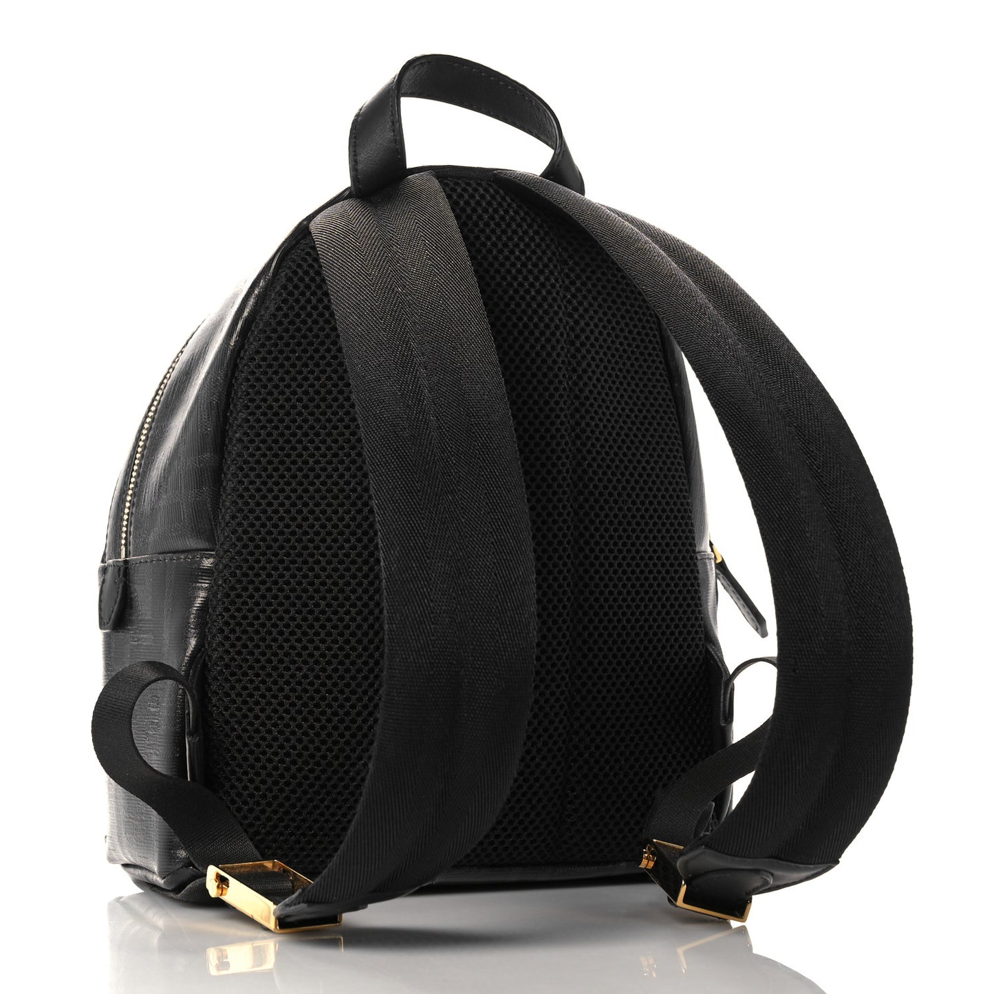 X FILA Glazed Fabric Vitello Century FF 1974 Mania Mini Backpack Black White