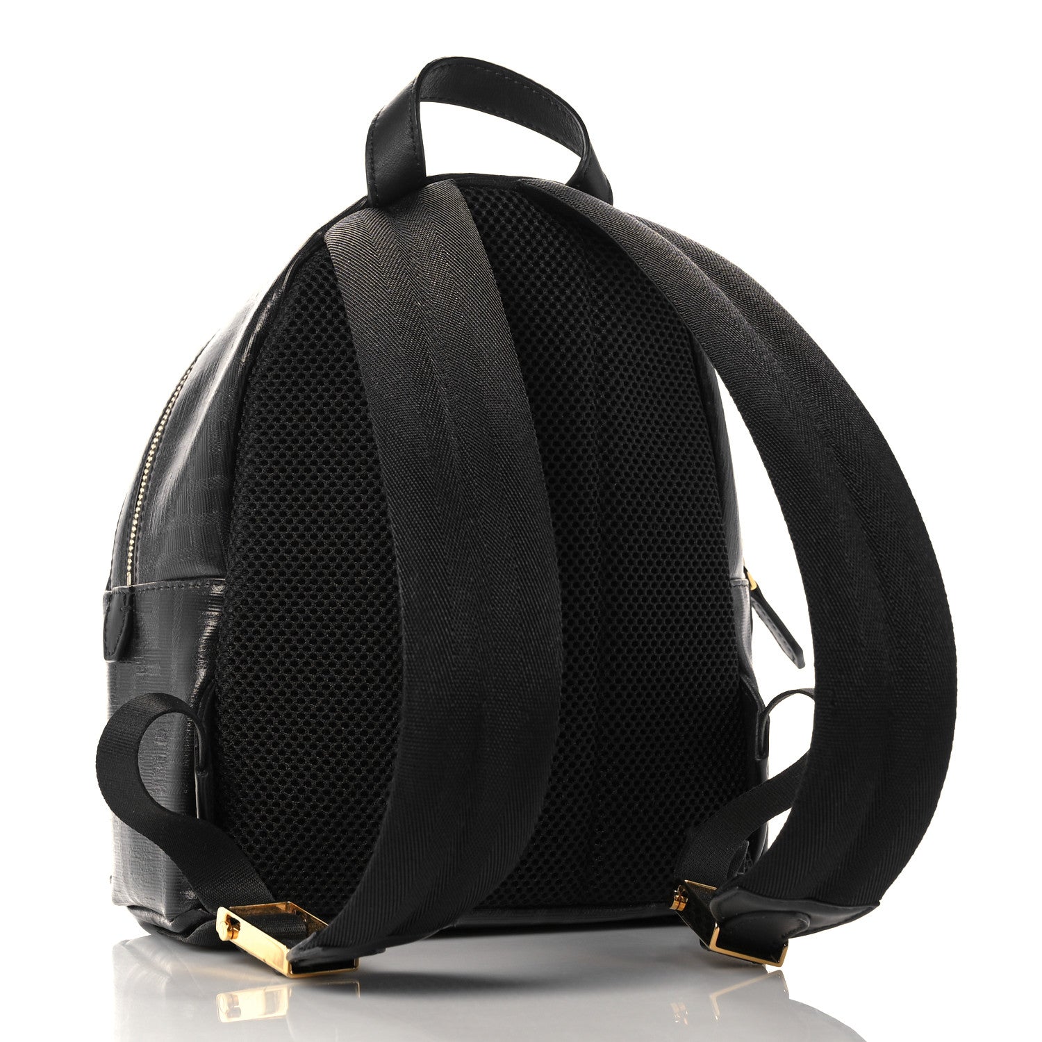 Fendi X FILA Glazed Fabric Vitello Century FF 1974 Mania Mini Backpack Black White 3 of 10