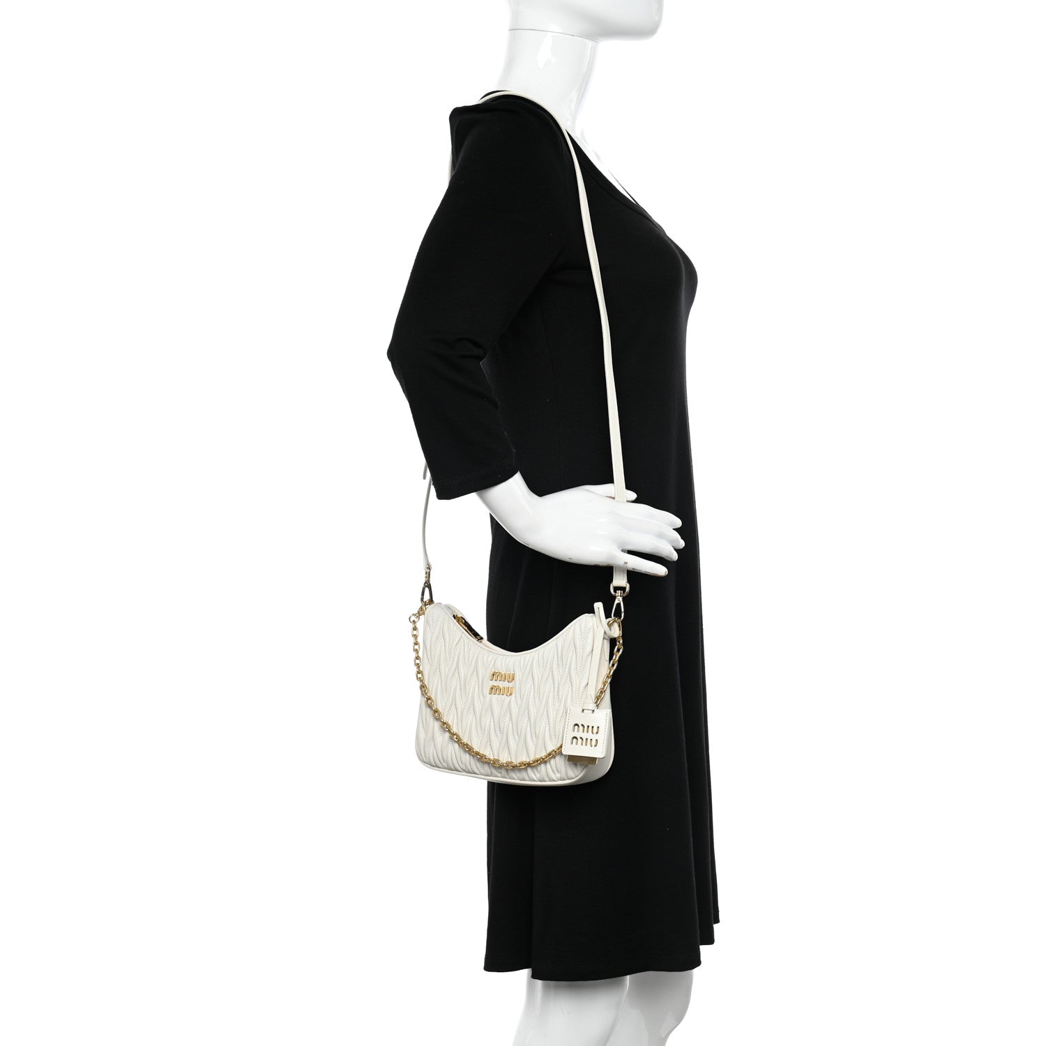 Miu Miu Nappa Matelasse Shoulder Bag White 2 of 10
