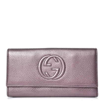 Gucci Metallic Pebbled Calfskin Large Soho Continental Wallet Purple 1 of 8