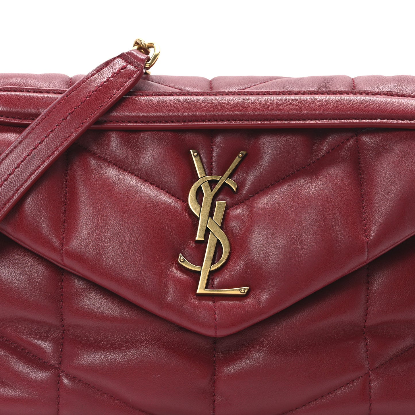 Lambskin Quilted Small Loulou Puffer Monogram Chain Satchel Red