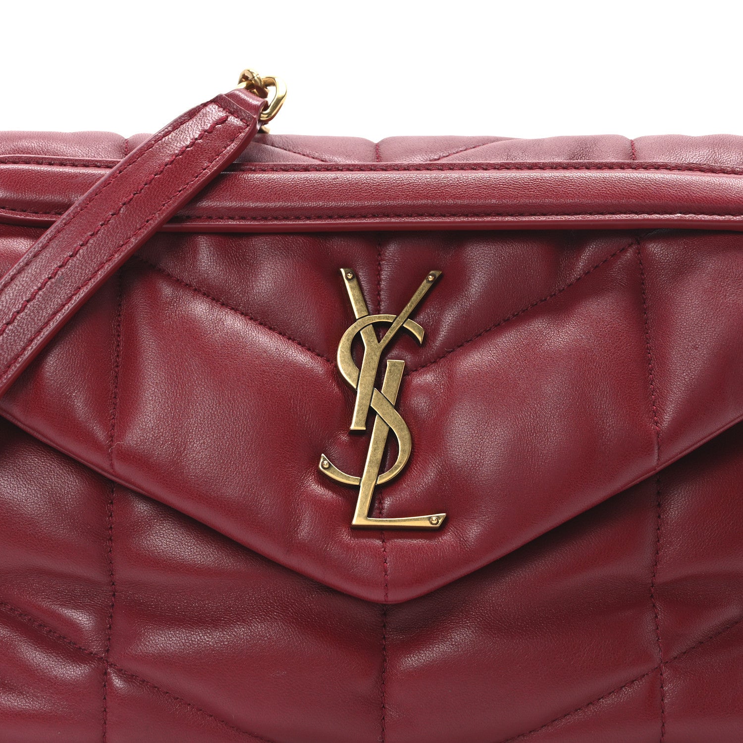 Saint Laurent Lambskin Quilted Small Loulou Puffer Monogram Chain Satchel Red 8 of 10