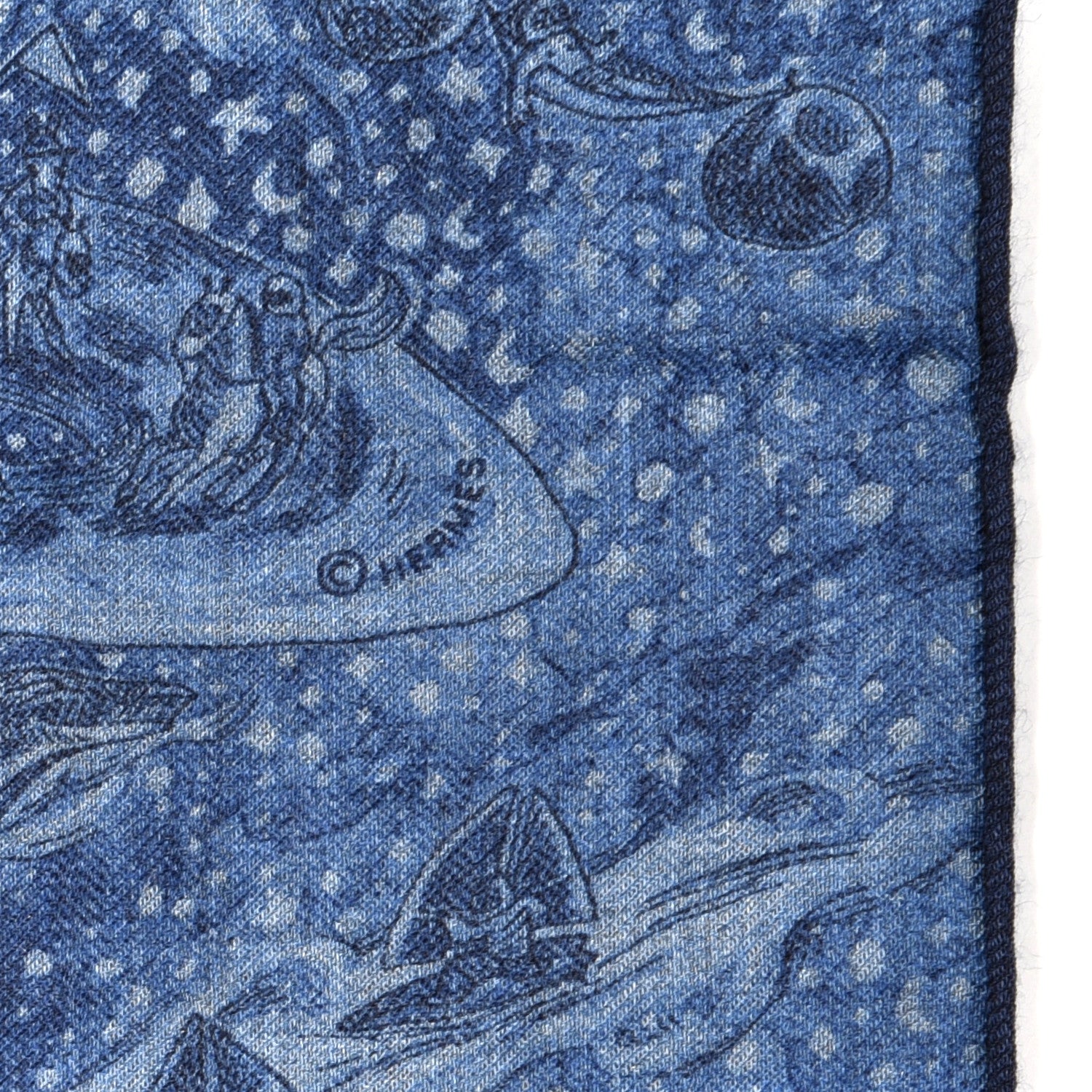 Hermes Cashmere Silk Nothing But A Dreamer Scarf 100 Bleu Chine Indigo Marine 3 of 4