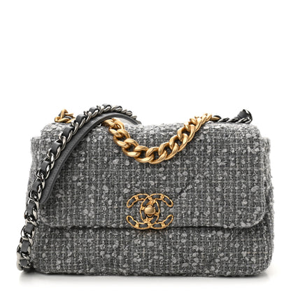 Chanel Tweed Quilted Medium Chanel 19 Flap Grey 1 of 11