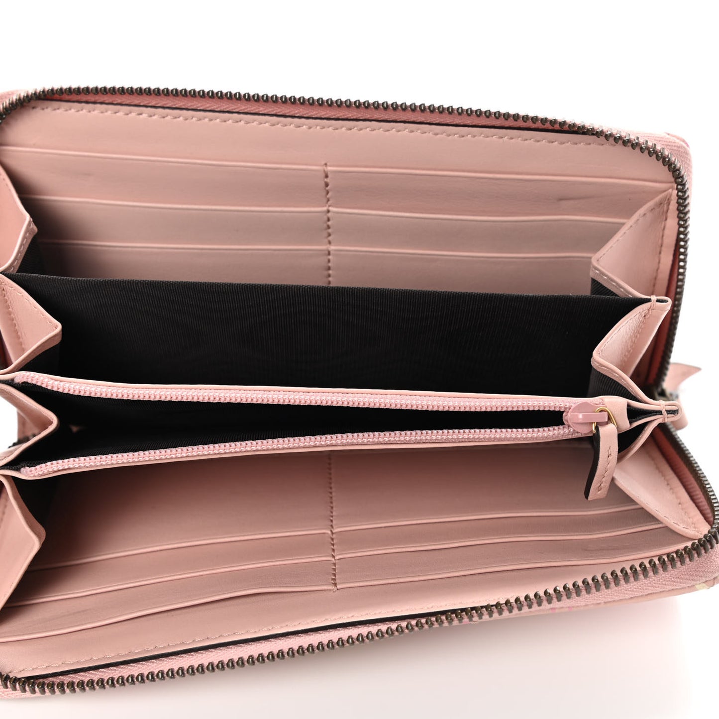 Calfskin Matelasse GucciGhost GG Marmont Zip Around Wallet Perfect Pink Rosa Ivory