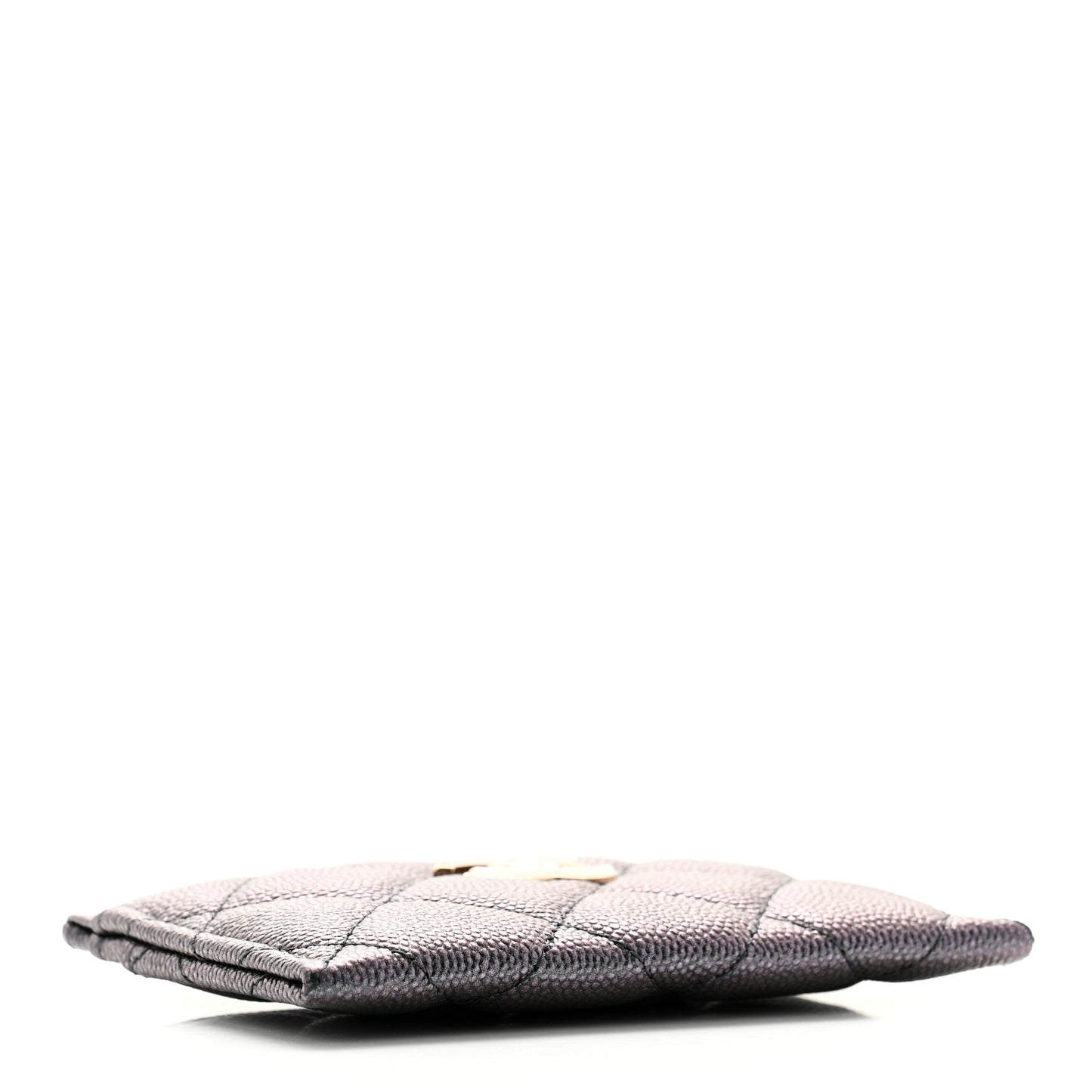 Iridescent Caviar Quilted Card Holder Black