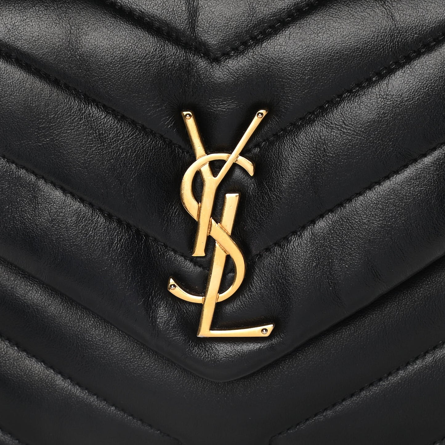 Calfskin Y Quilted Monogram Small Loulou Chain Satchel Black