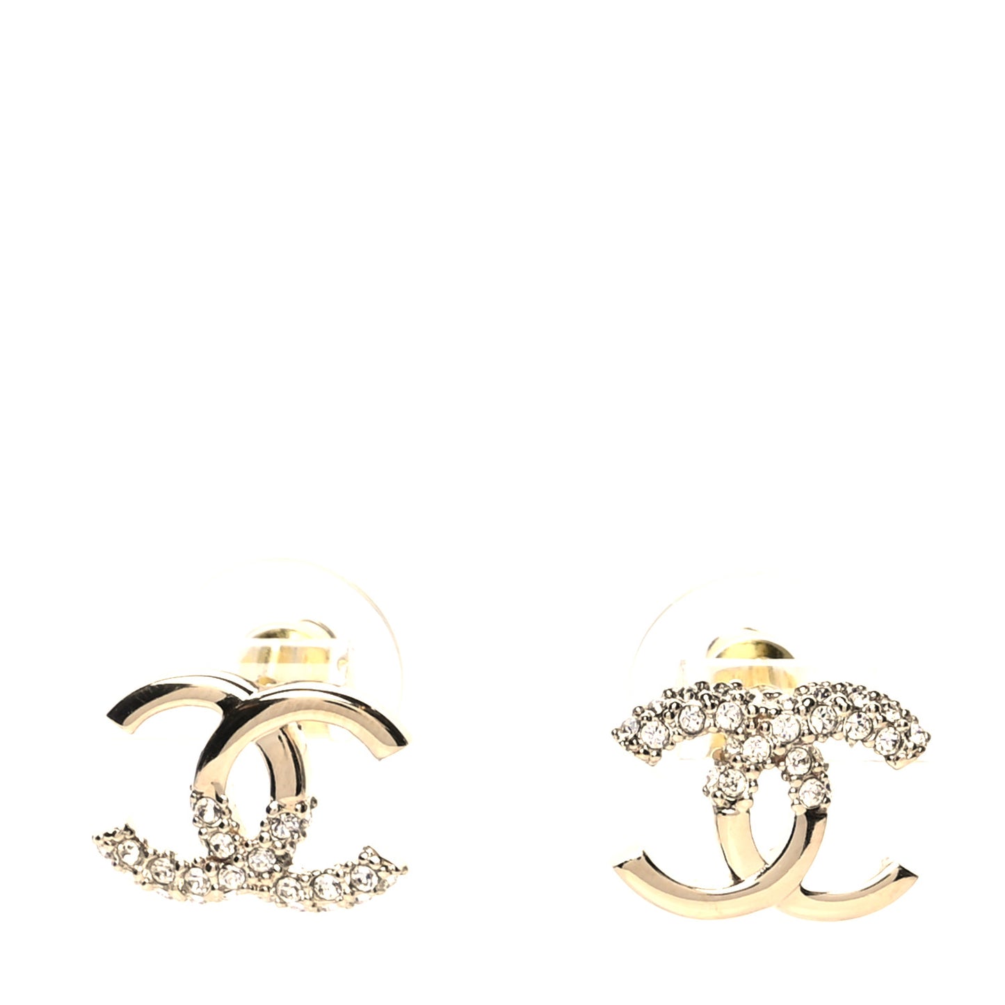 Crystal Metal CC Earrings Gold