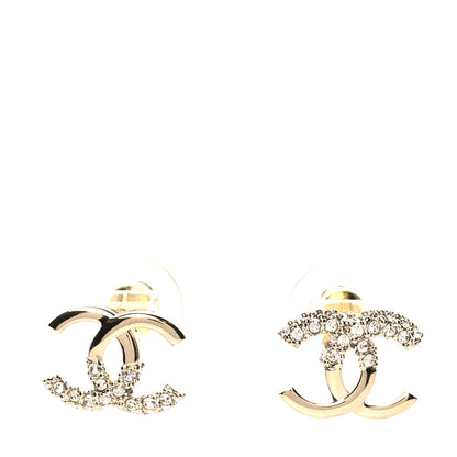 Chanel Crystal Metal CC Earrings Gold 1 of 4
