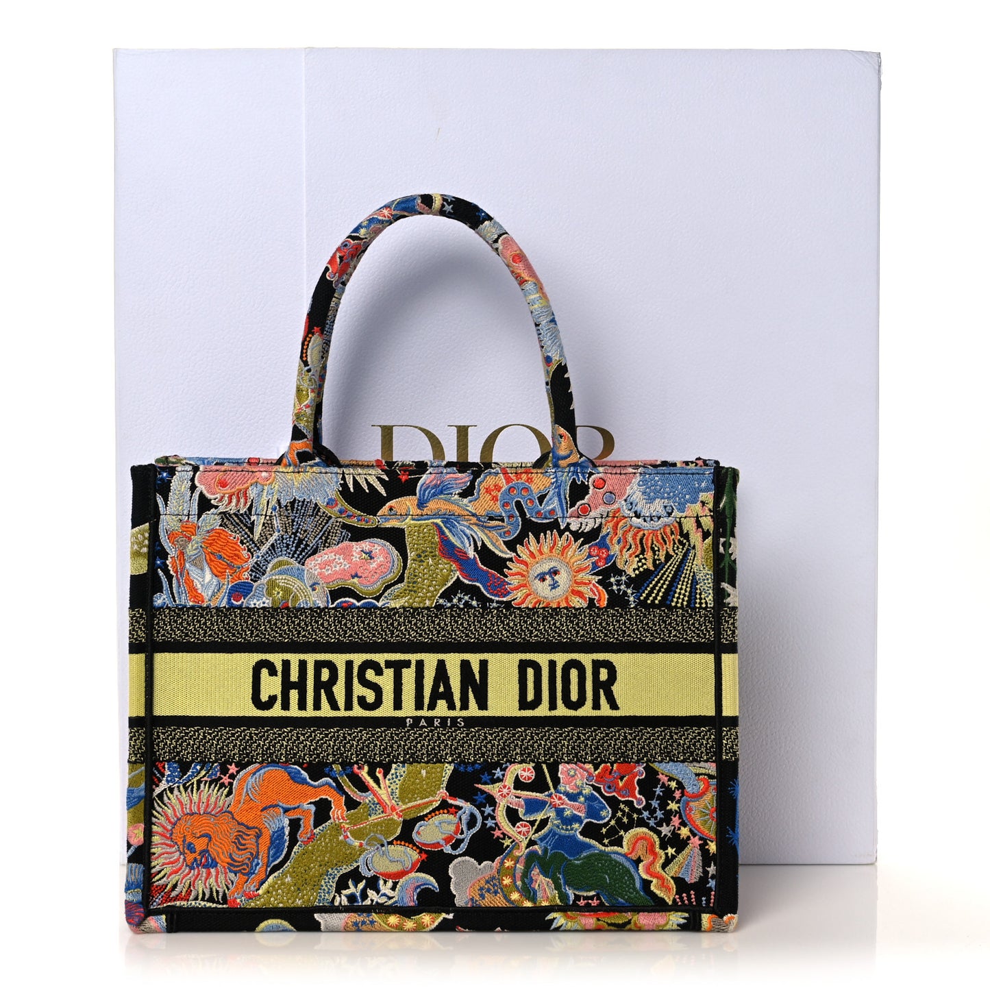 Canvas Zodiac Fantastico Embroidered Medium Book Tote Black Multicolor