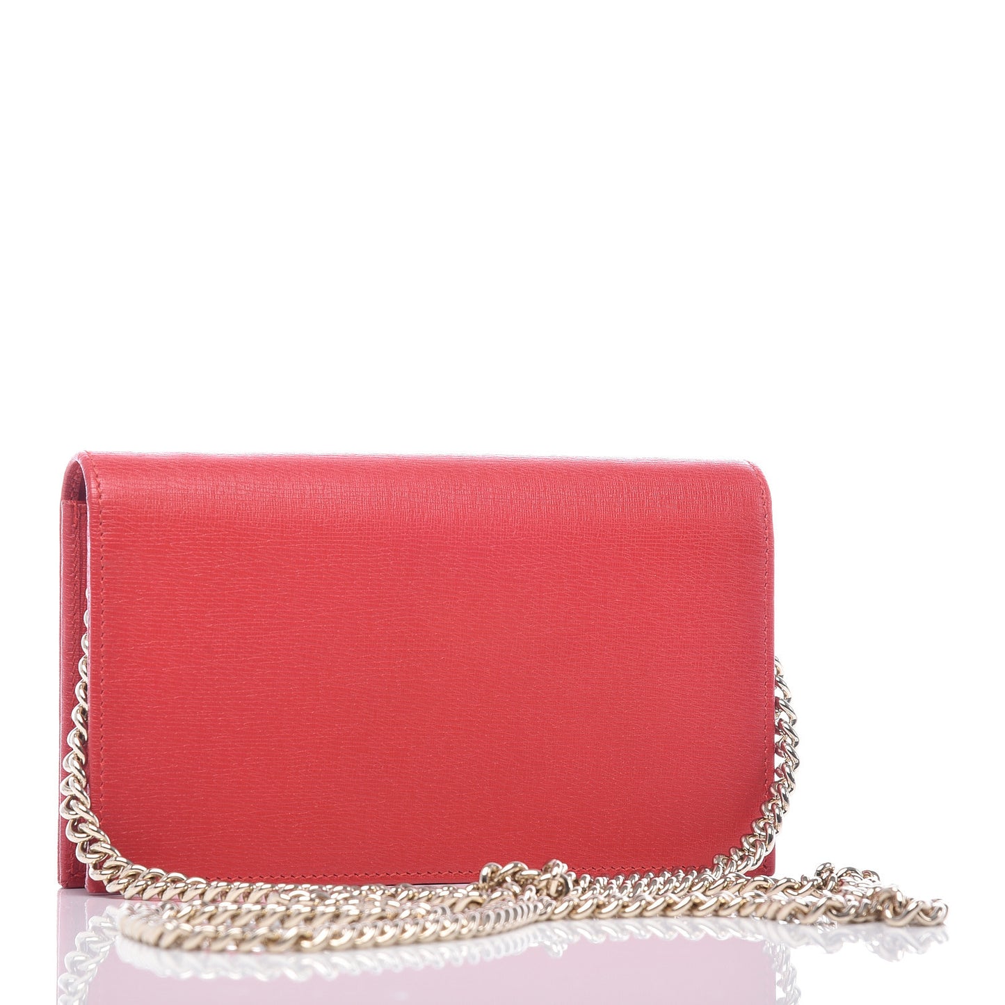 Textured Calfskin Medium Betty Chain Wallet Tabasco Red