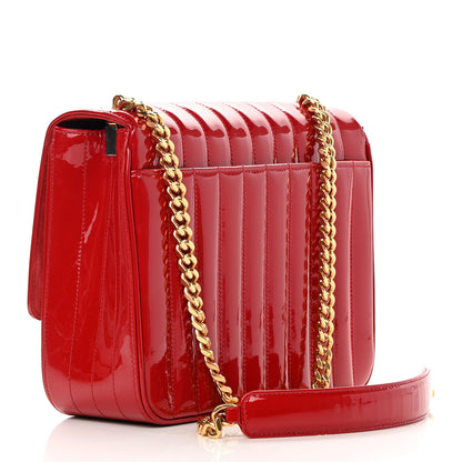 Saint Laurent Patent Matelasse Monogram Large Vicky Chain Bag Rouge Eros 3 of 17