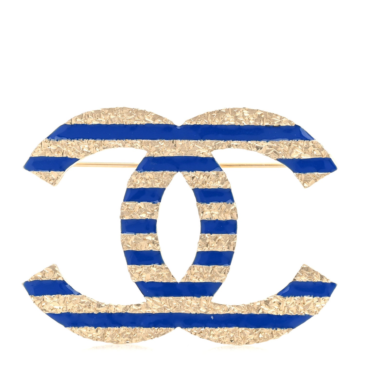 Chanel Resin Glitter CC Brooch Gold Blue 1 of 3