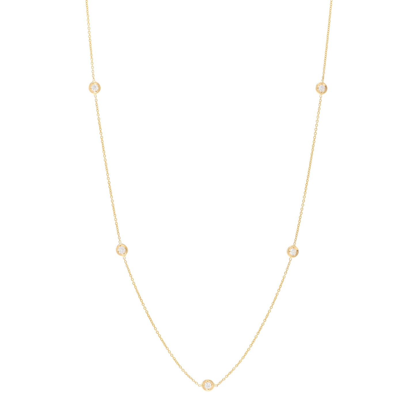18K Yellow Gold Diamond .23ct Diamonds By The Inch Five Station Necklace