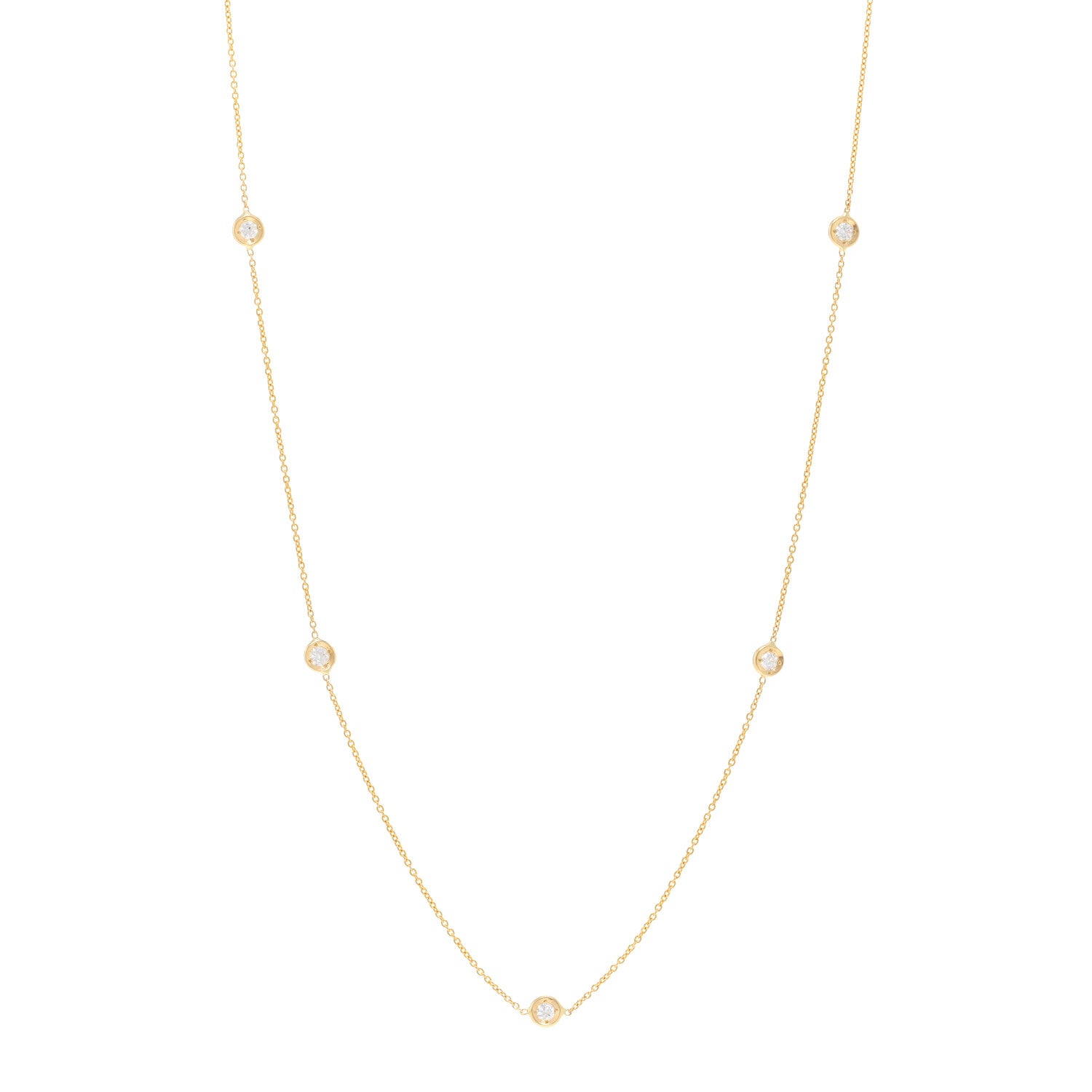 Roberto Coin 18K Yellow Gold Diamond .23ct Diamonds By The Inch Five Station Necklace 1 of 4