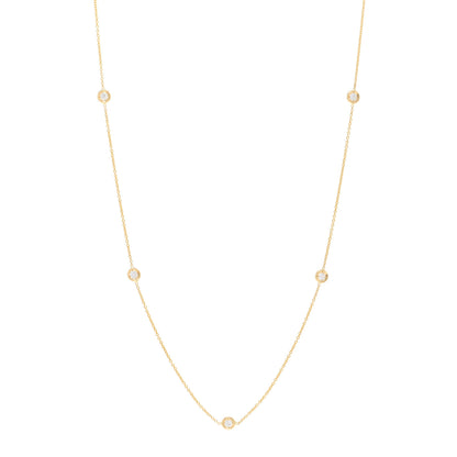 Roberto Coin 18K Yellow Gold Diamond .23ct Diamonds By The Inch Five Station Necklace 1 of 4