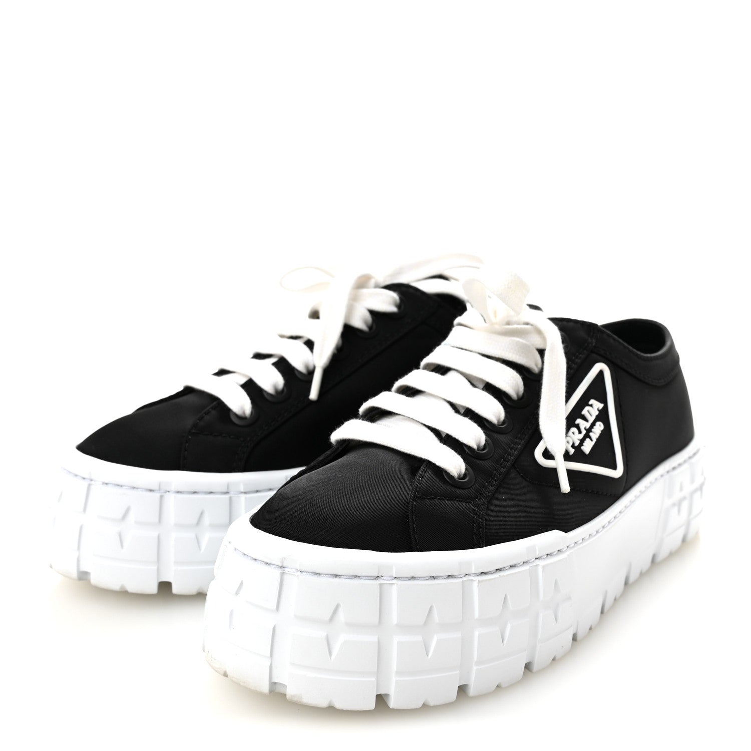 Prada Re-Nylon Gabardine Triangle Logo Double Wheel 50mm Sneakers 38 Black 4 of 10