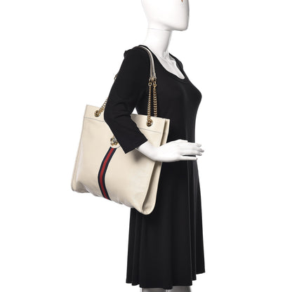 Gucci Suede Calfskin Large Rajah Chain Tote White 3 of 11