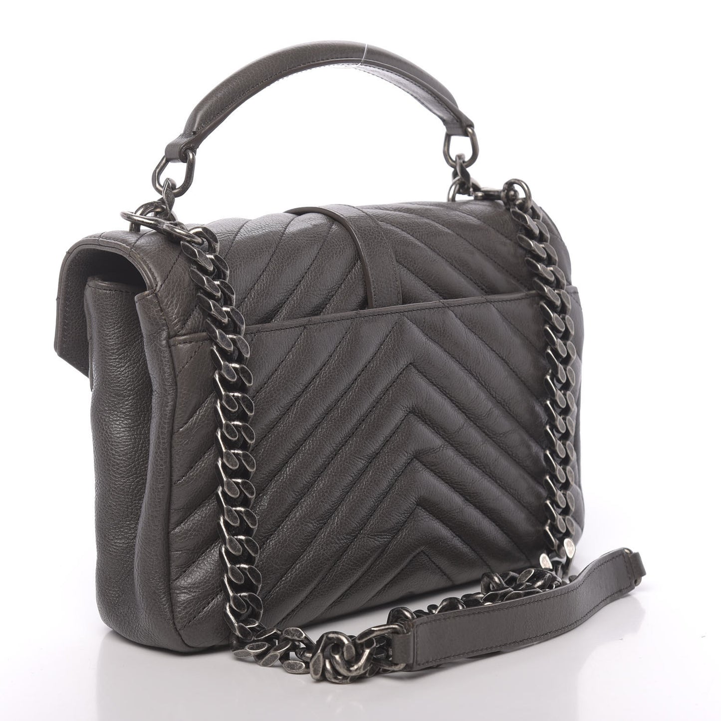 Matelasse Chevron Monogram Medium College Bag Gray