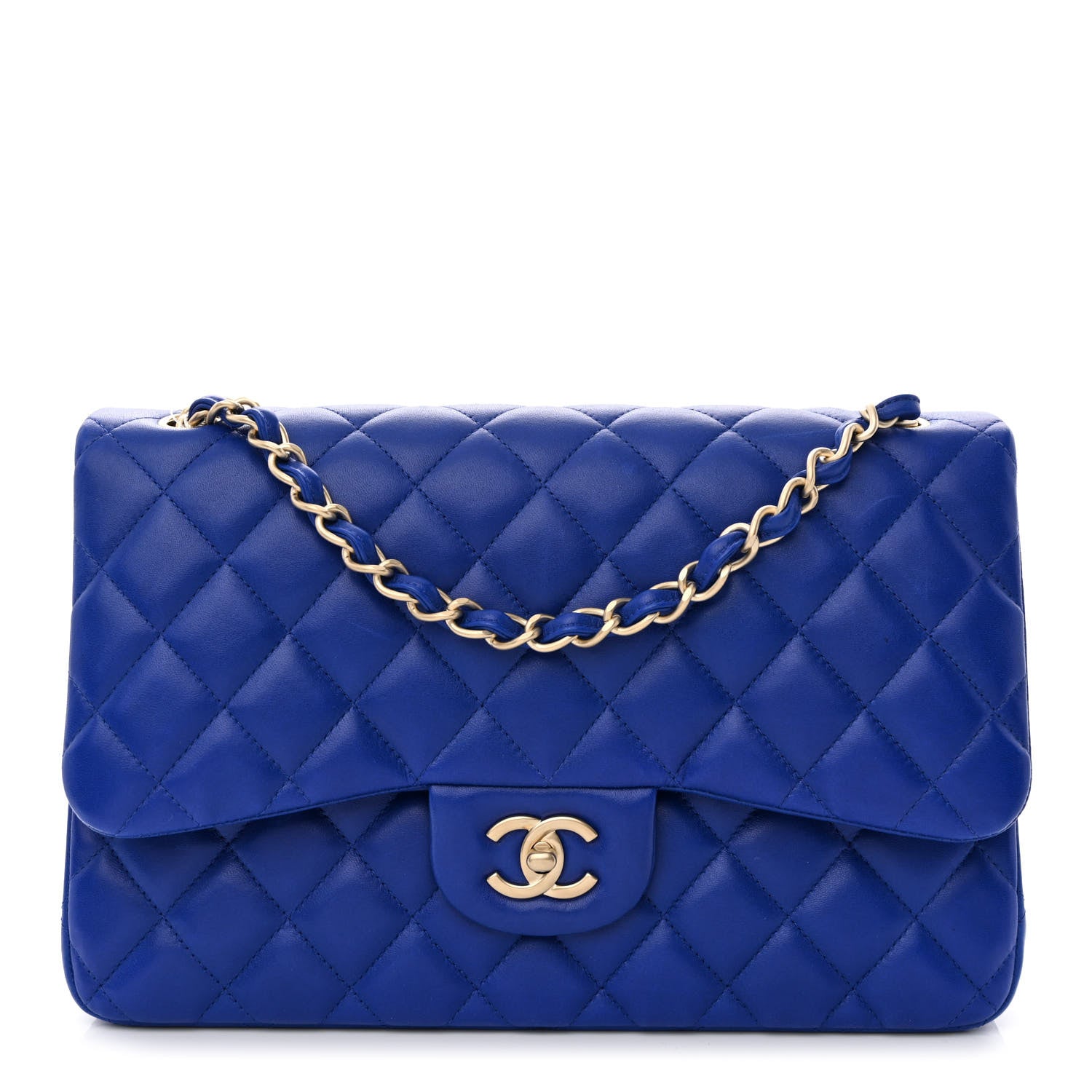 Chanel Lambskin Quilted Jumbo Double Flap Blue 1 of 10