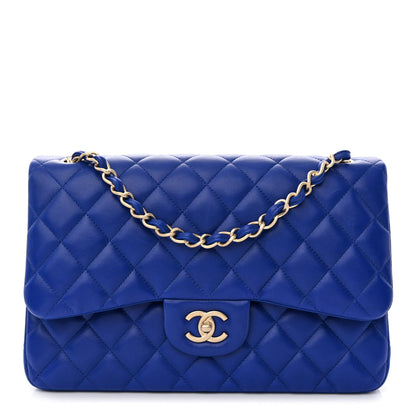 Chanel Lambskin Quilted Jumbo Double Flap Blue 1 of 10