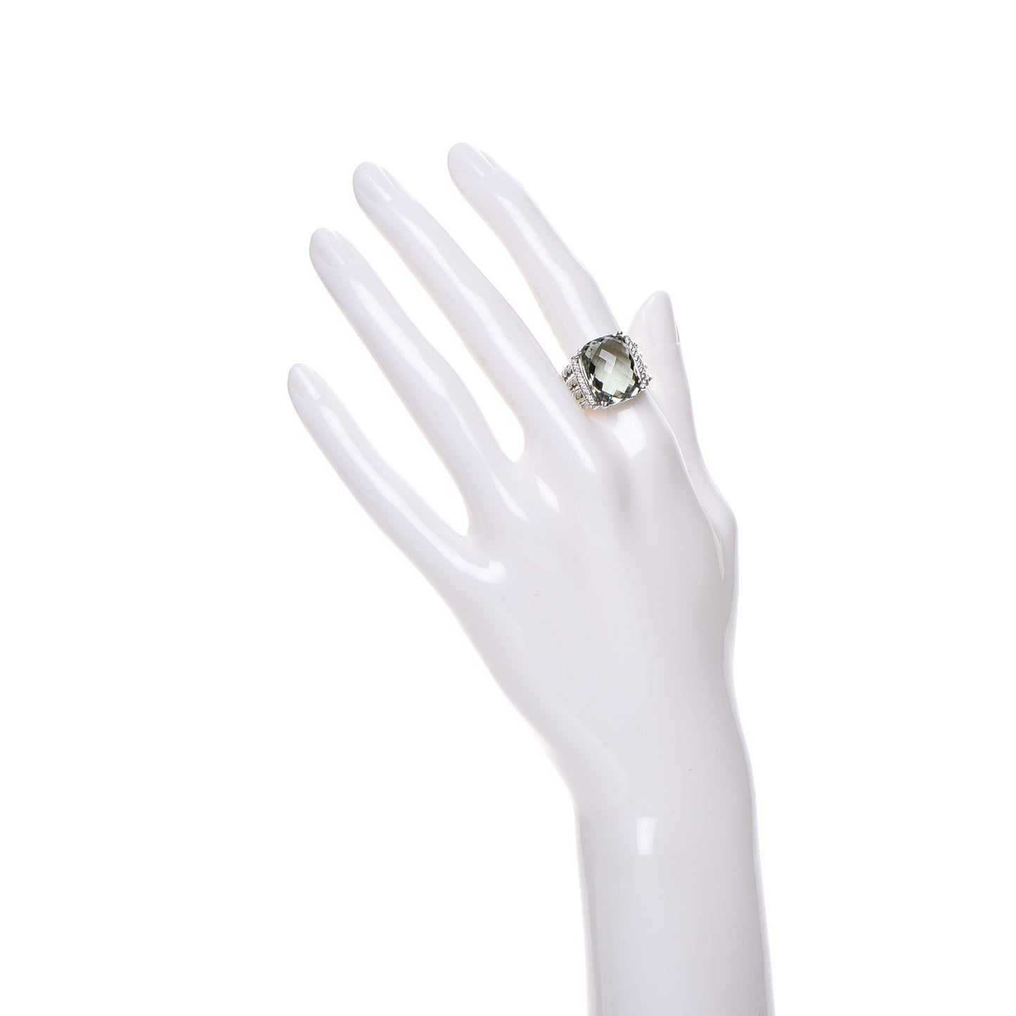 Sterling Silver Diamond Prasiolite 16mm Wheaton Ring 54 7