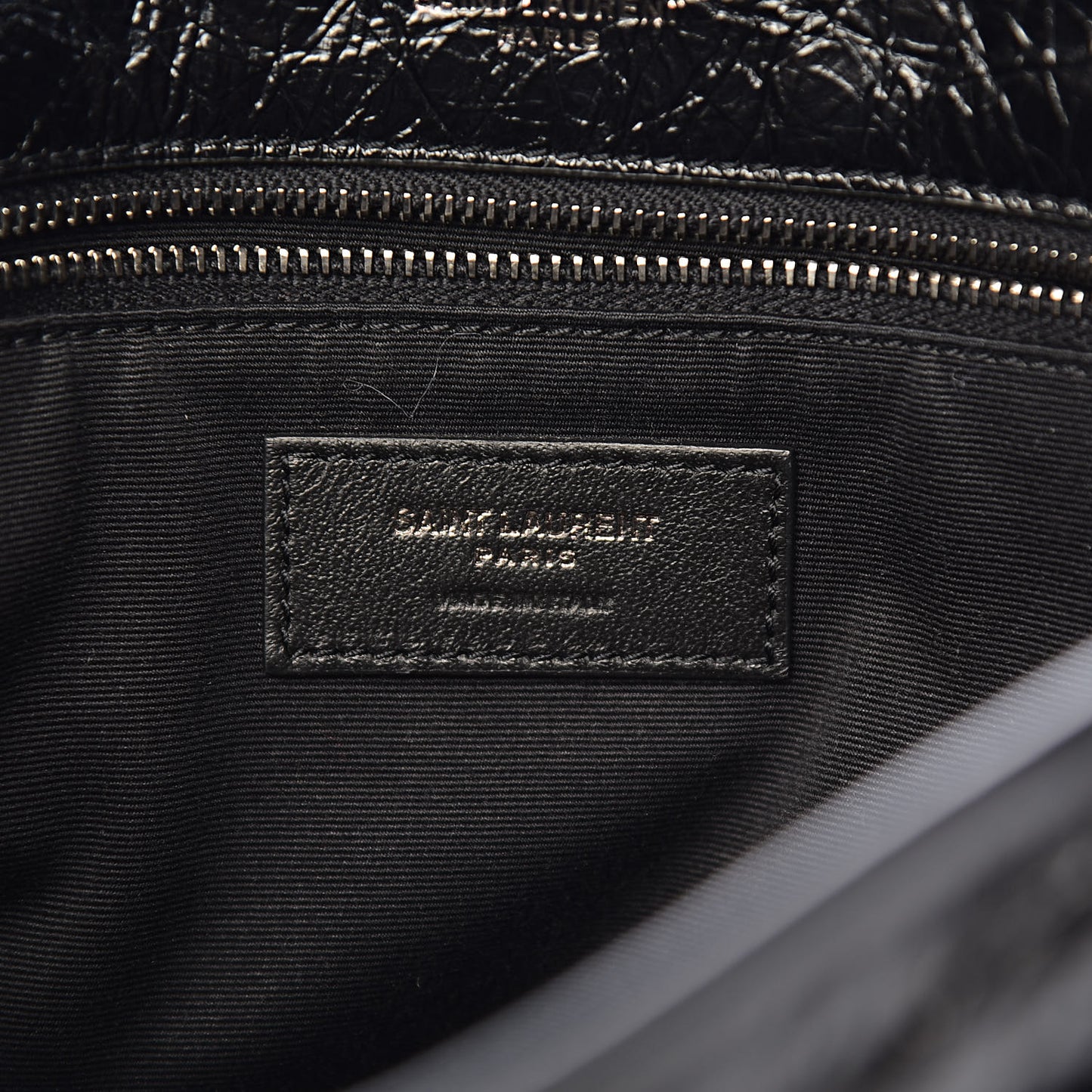 Crinkled Calfskin Matelasse Monogram Medium Niki Chain Satchel Black