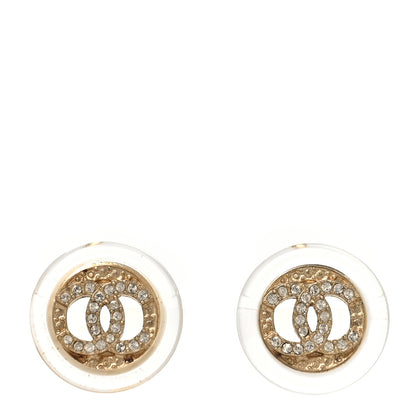 Chanel Resin Crystal CC Button Earrings Gold 2 of 8