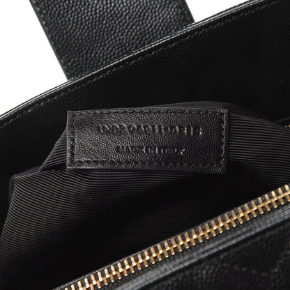 Saint Laurent Grain De Poudre Matelasse Chevron Monogram Shopping Bag Black 6 of 9