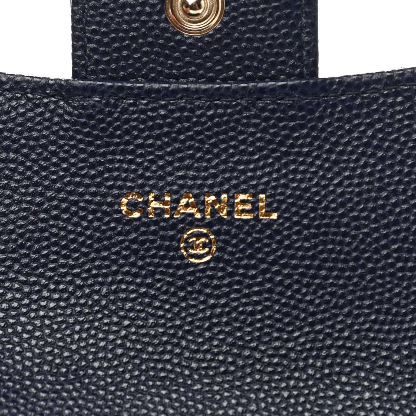 Caviar Quilted Flap Card Holder Wallet Navy