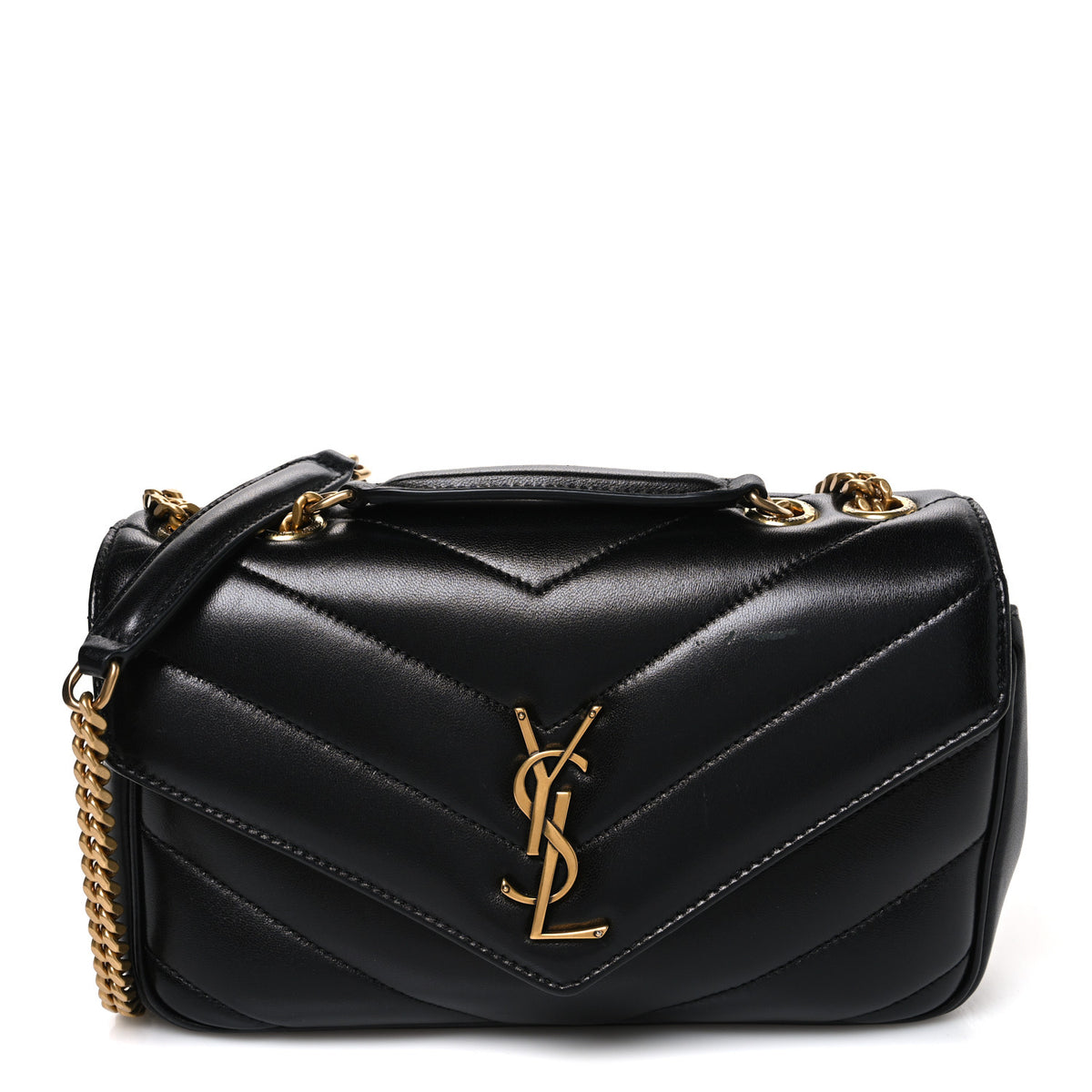 Lambskin Chevron Quilted Small Loulou Black