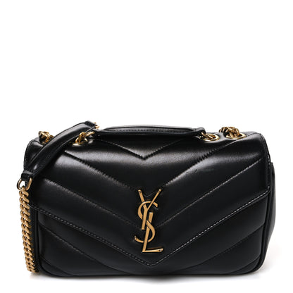 Saint Laurent Lambskin Chevron Quilted Small Loulou Black 1 of 12