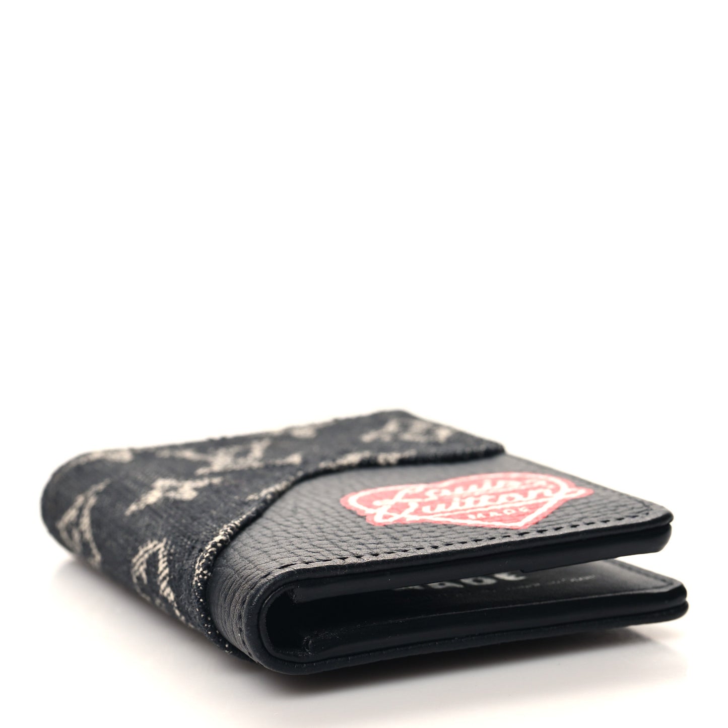 X NIGO Taurillon Monogram Denim Drip Pocket Organizer Black