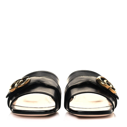 Gucci Malaga Kid GG Marmont Flat Slide Sandals 36 Black 2 of 9