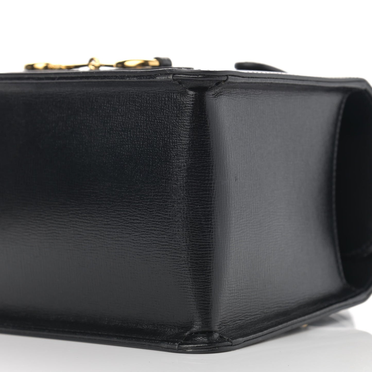 Textured Calfskin Mini Horsebit 1955 Foldover Top Handle Bag Black