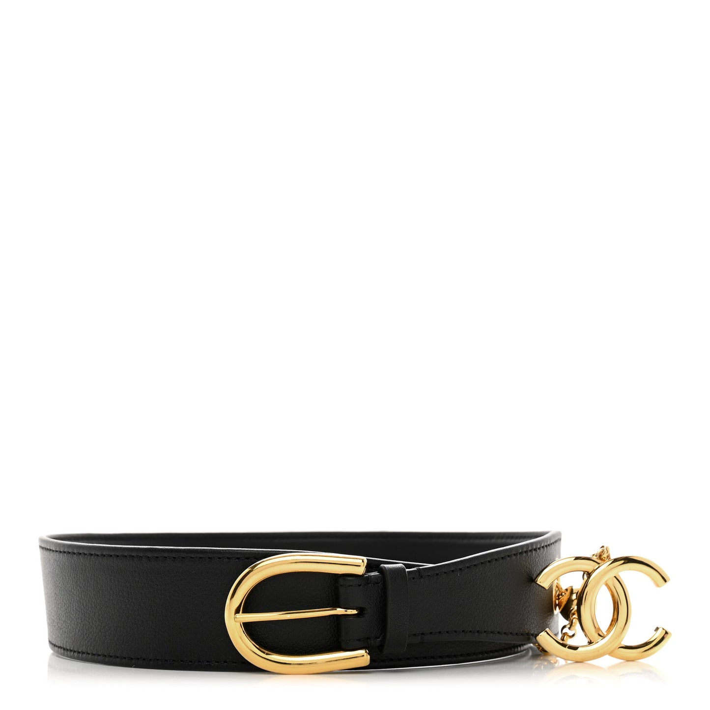 Calfskin CC Belt 70 28 Black Gold